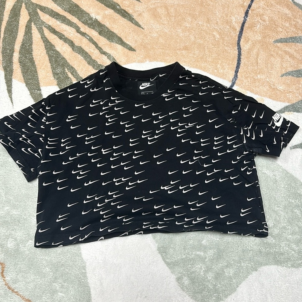 Nike crop top black with white swooshes